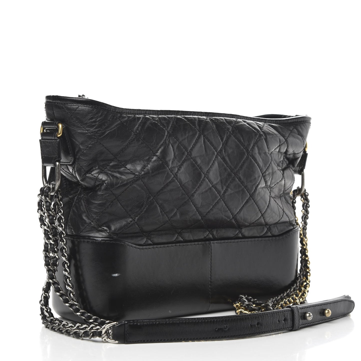 Aged Calfskin Quilted Medium Gabrielle Hobo Black