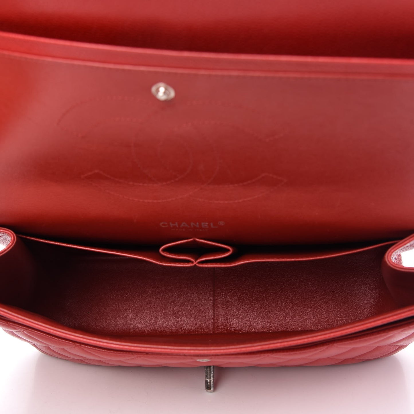 Caviar Quilted Jumbo Double Flap Red