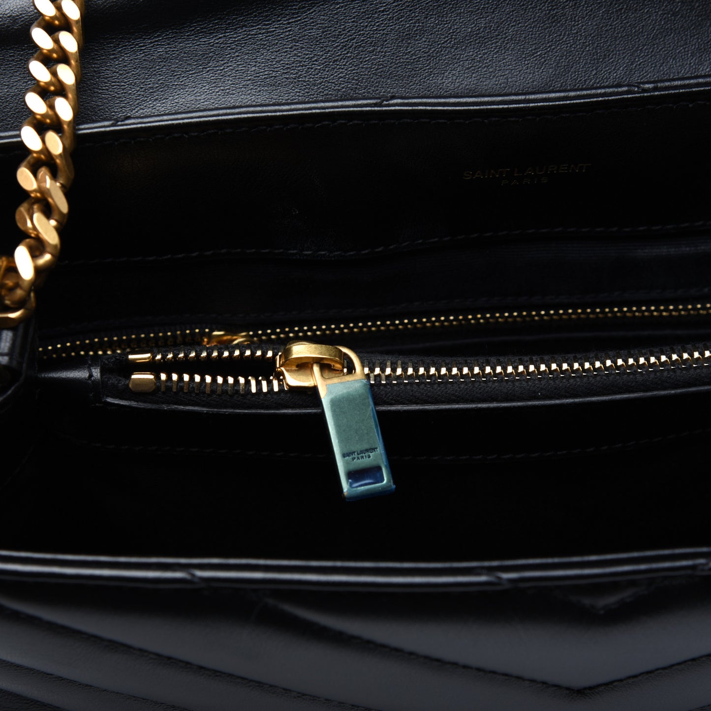 Calfskin Y Quilted Monogram Medium Loulou Chain Satchel Black