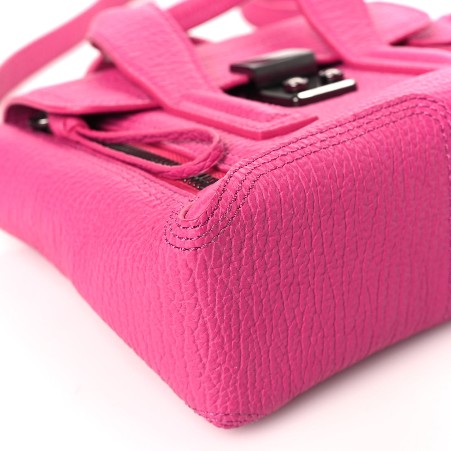 Textured Calfskin Mini Pashli Satchel Bright Fuchsia