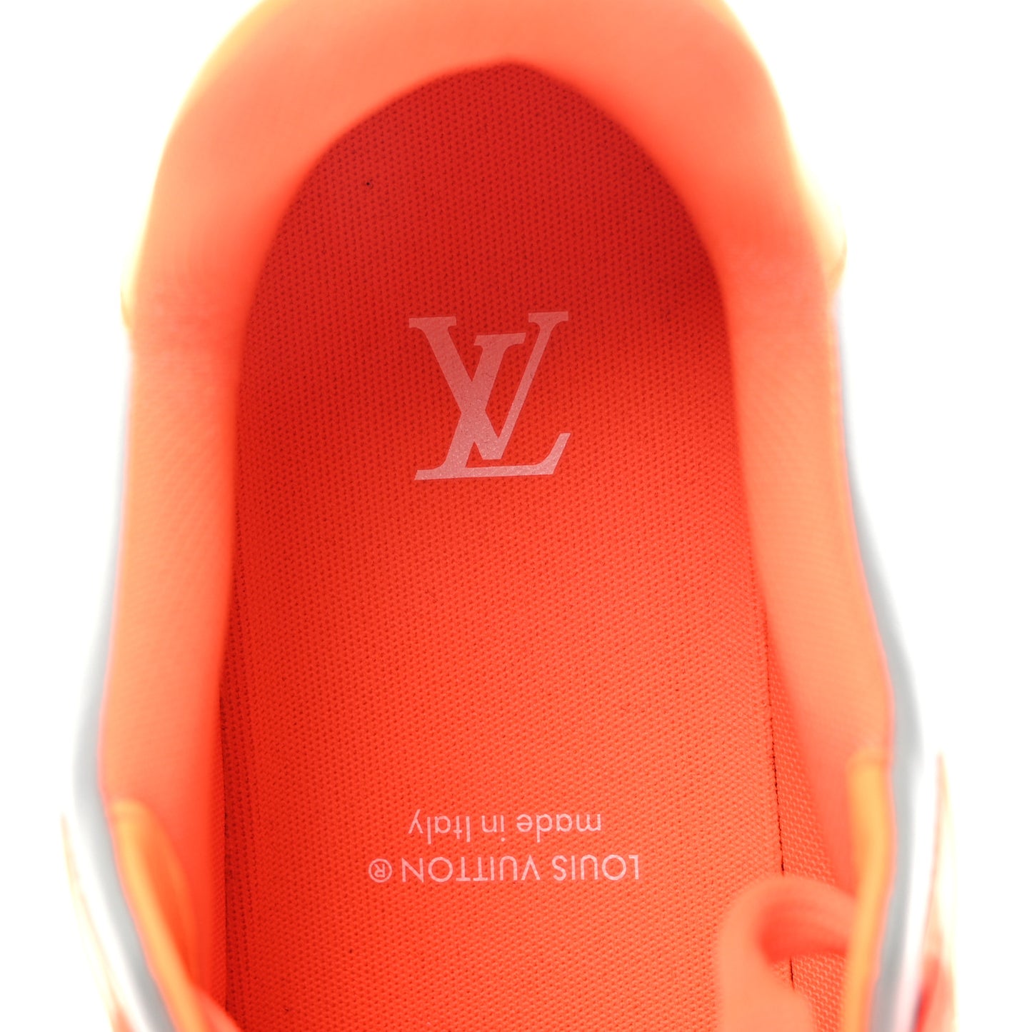Calfskin Monogram Mens LV Trainer Sneakers 8 Orange