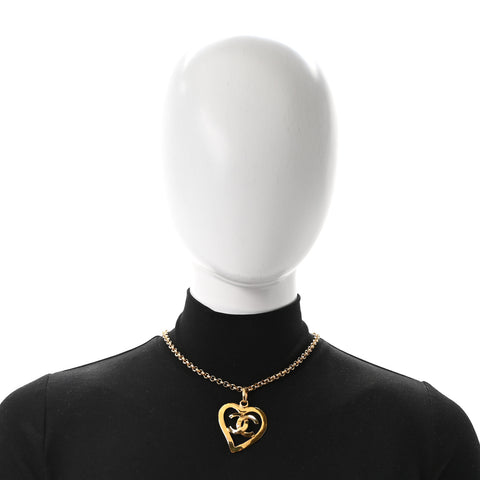 CC Heart Chain Pendant Necklace Gold