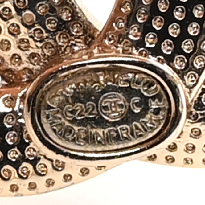 Chanel Crystal Enamel CC Earrings Gold Black 4 of 4