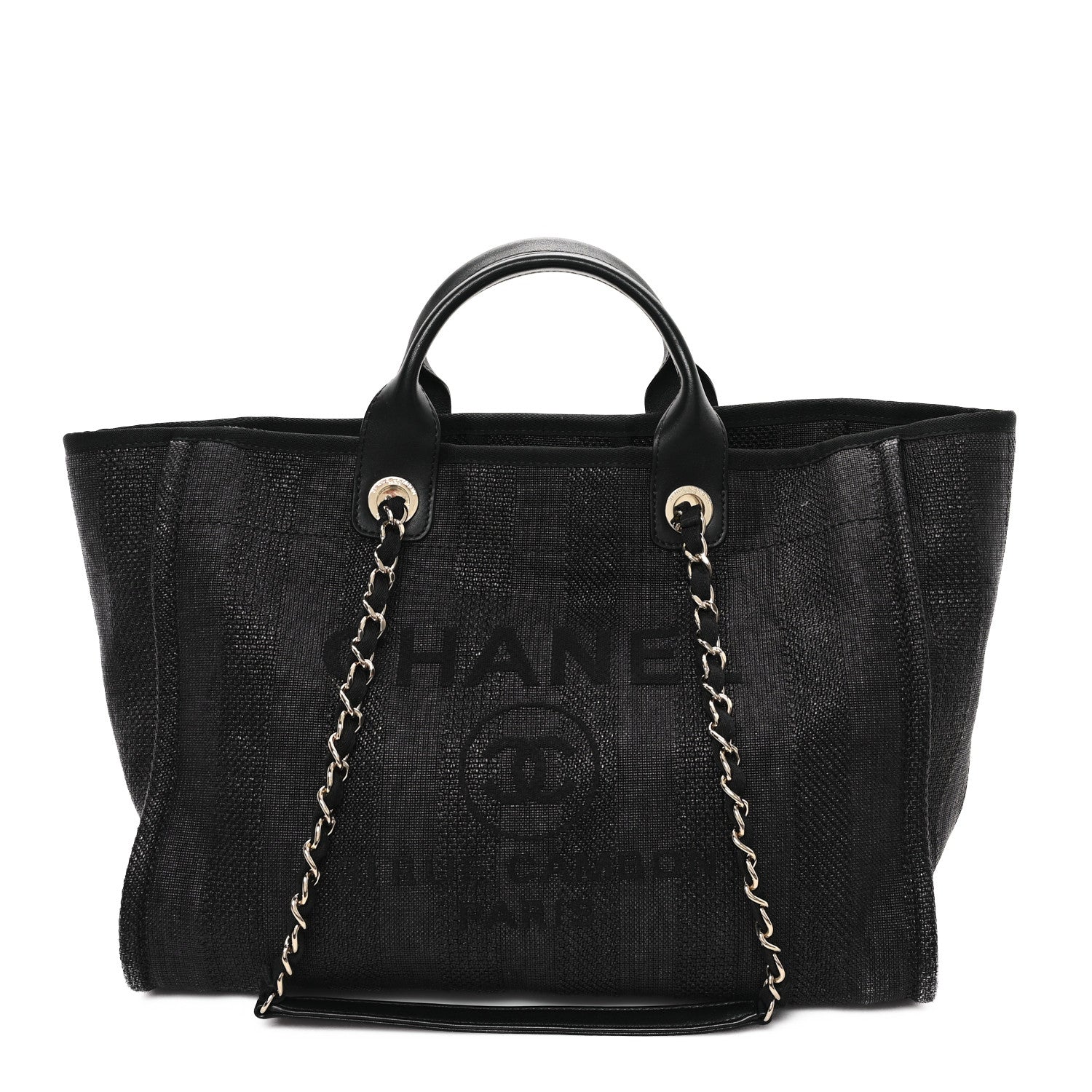 Chanel Mixed Fibers Calfskin Striped Medium Deauville Black 1 of 14