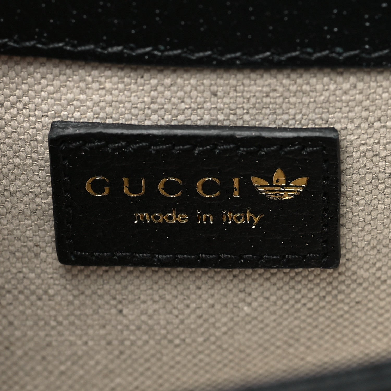 Gucci X ADIDAS Textured Dollar Calfskin Web Trefoil Mini Horsebit 1955 Shoulder Bag Black Off White 6 of 10