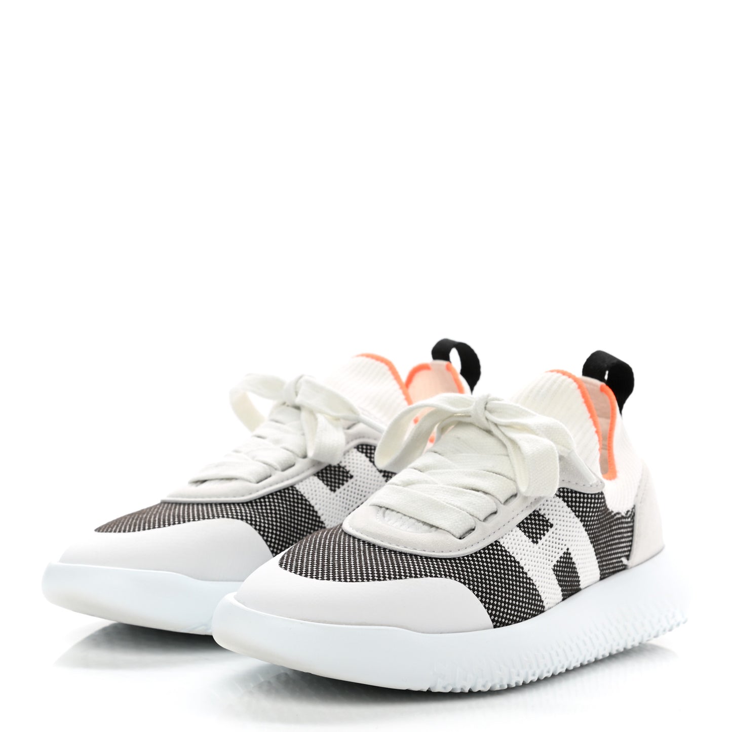 Knit Suede Goatskin Womens Crew Sneakers 36 Prunoir White