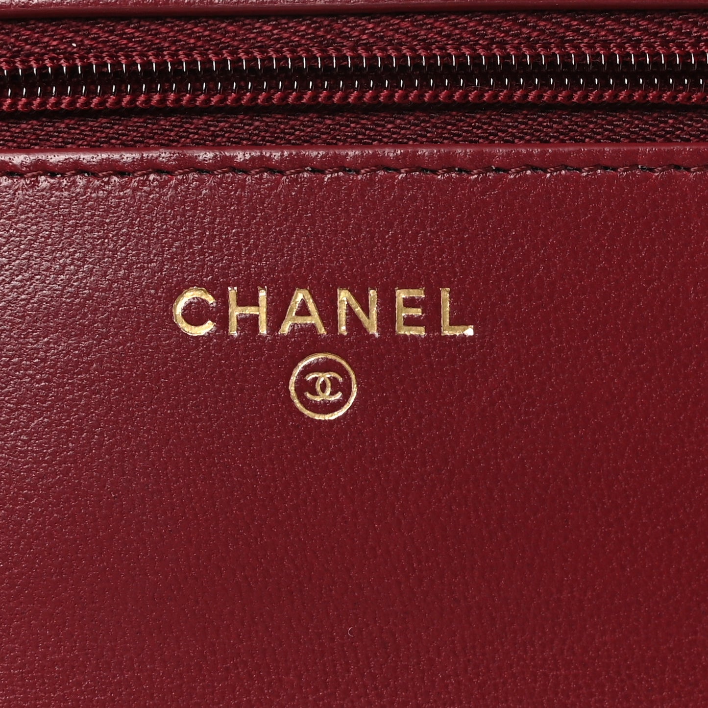 Lambskin Quilted Strass Studded CC Wallet on Chain WOC Burgundy