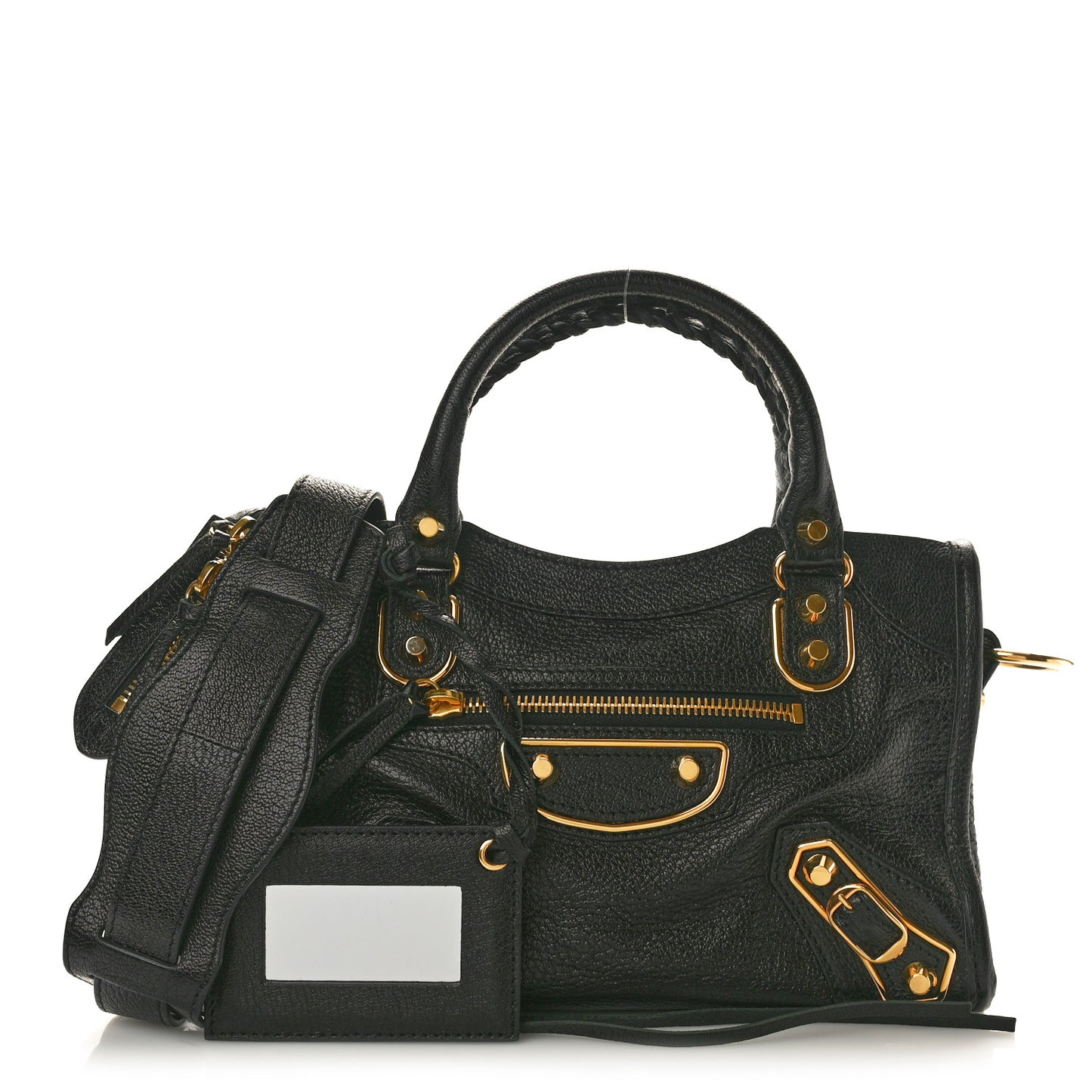 Chevre Gold Metallic Edge Hardware Mini City Black