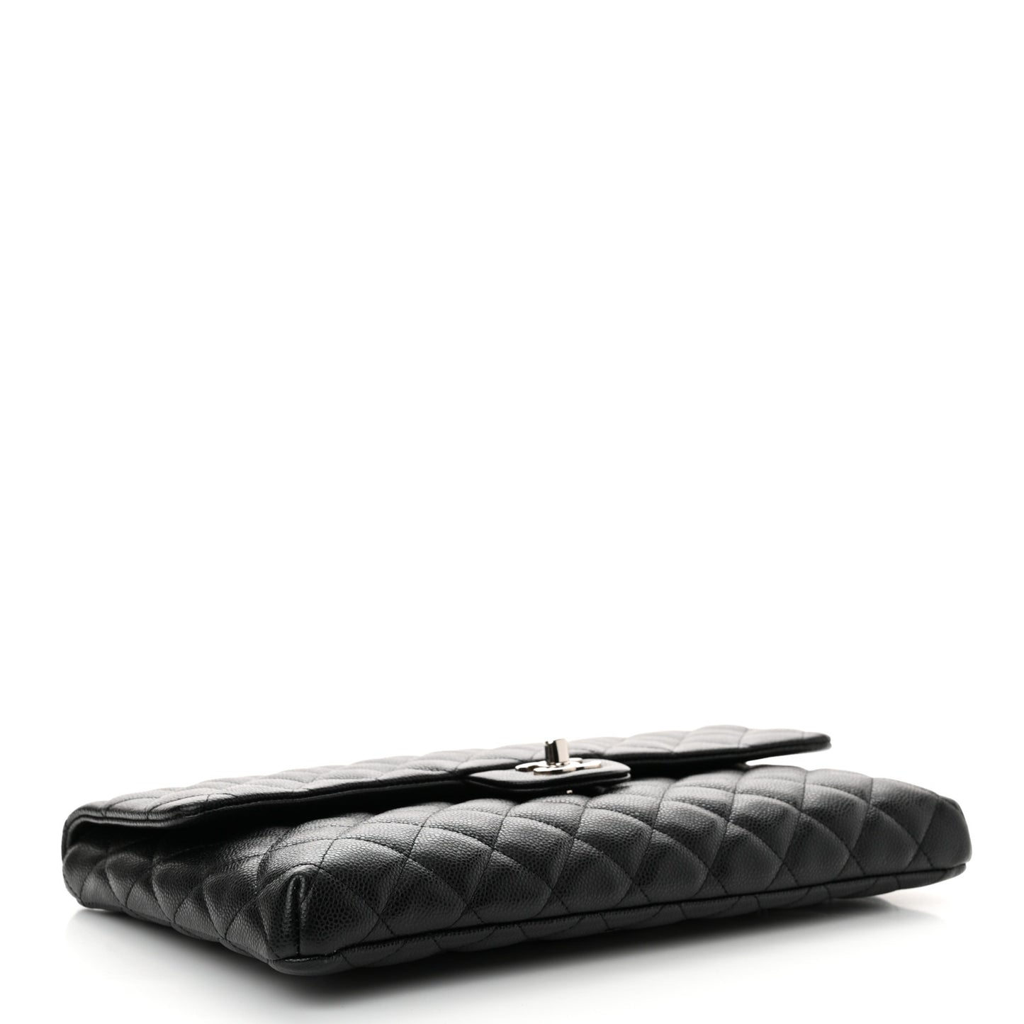 Caviar Quilted Flap Clutch Black