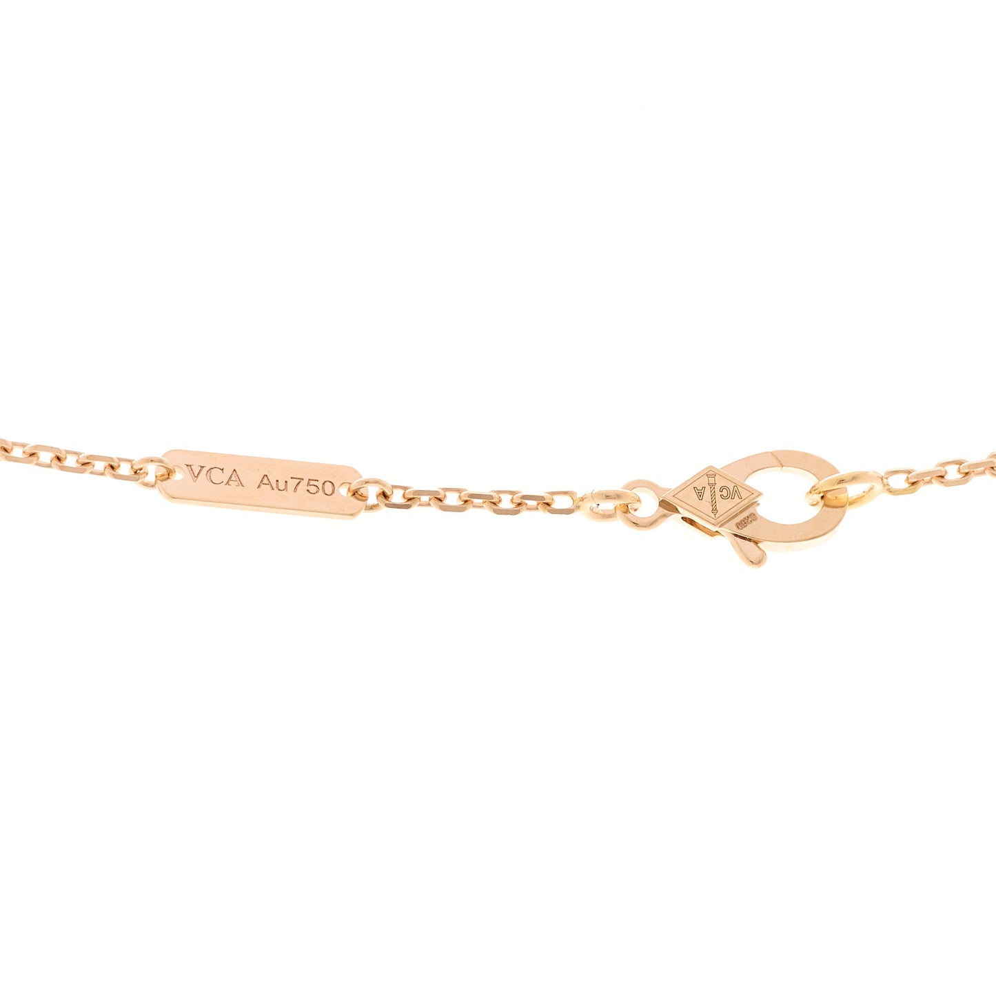 18K Rose Gold Diamond Silver Obsidian Vintage Alhambra Pendant Necklace