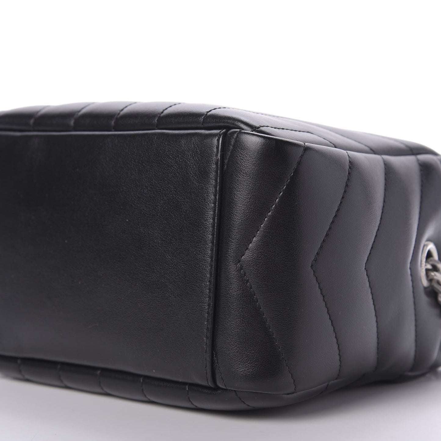 Calfskin Y Quilted Monogram Small Loulou Bowling Bag Black