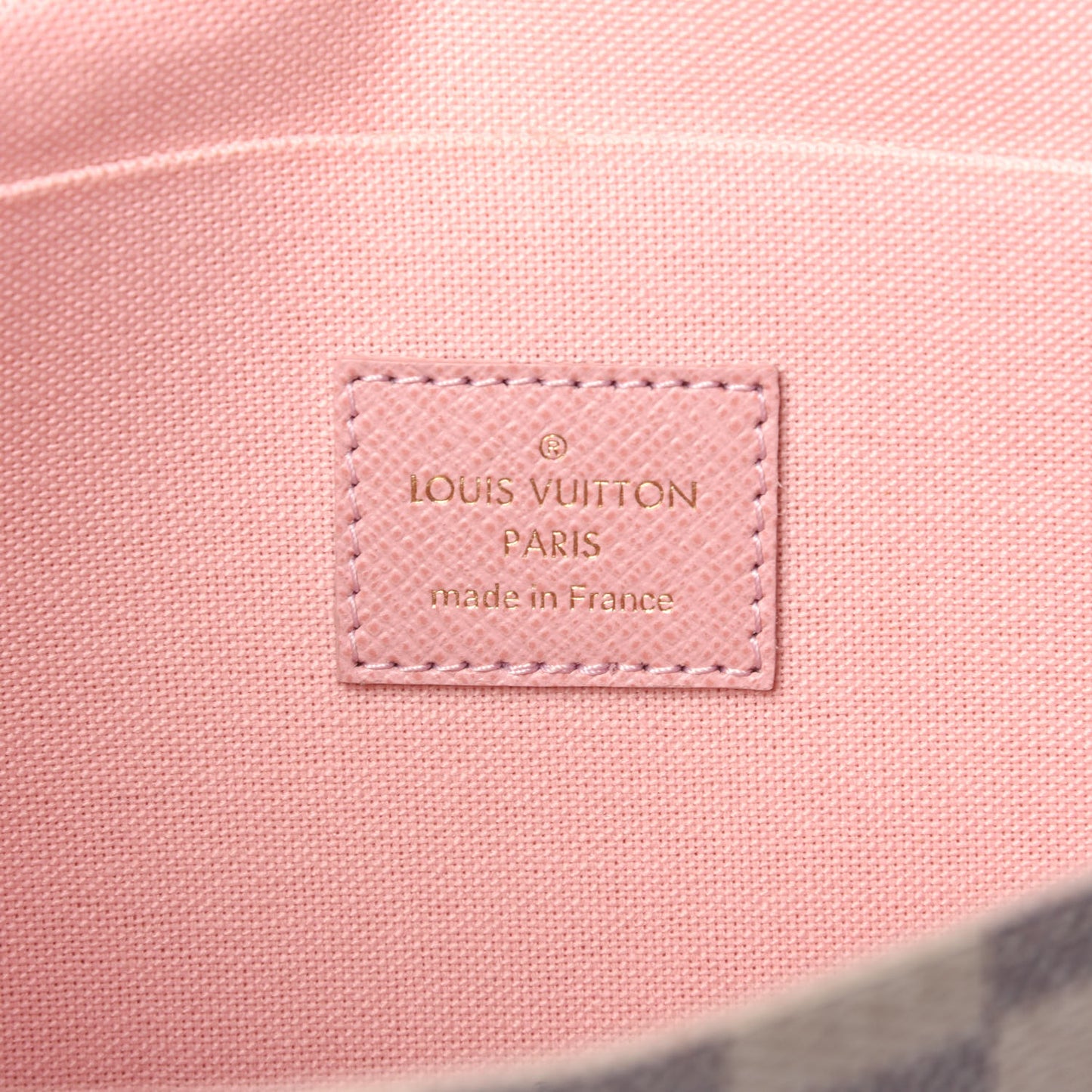 Damier Azur Pochette Felicie Chain Wallet Rose Ballerine