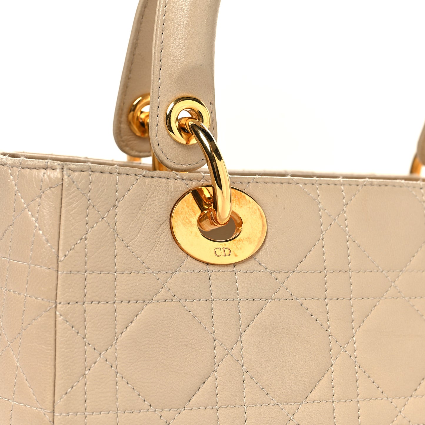 Lambskin Cannage Medium Lady Dior Light Beige