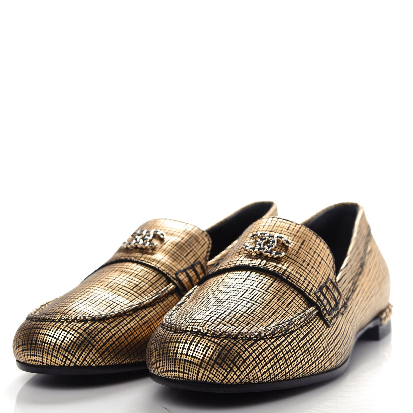 Fantasy Calfskin CC Chain Mocassin Loafers 37.5 Gold