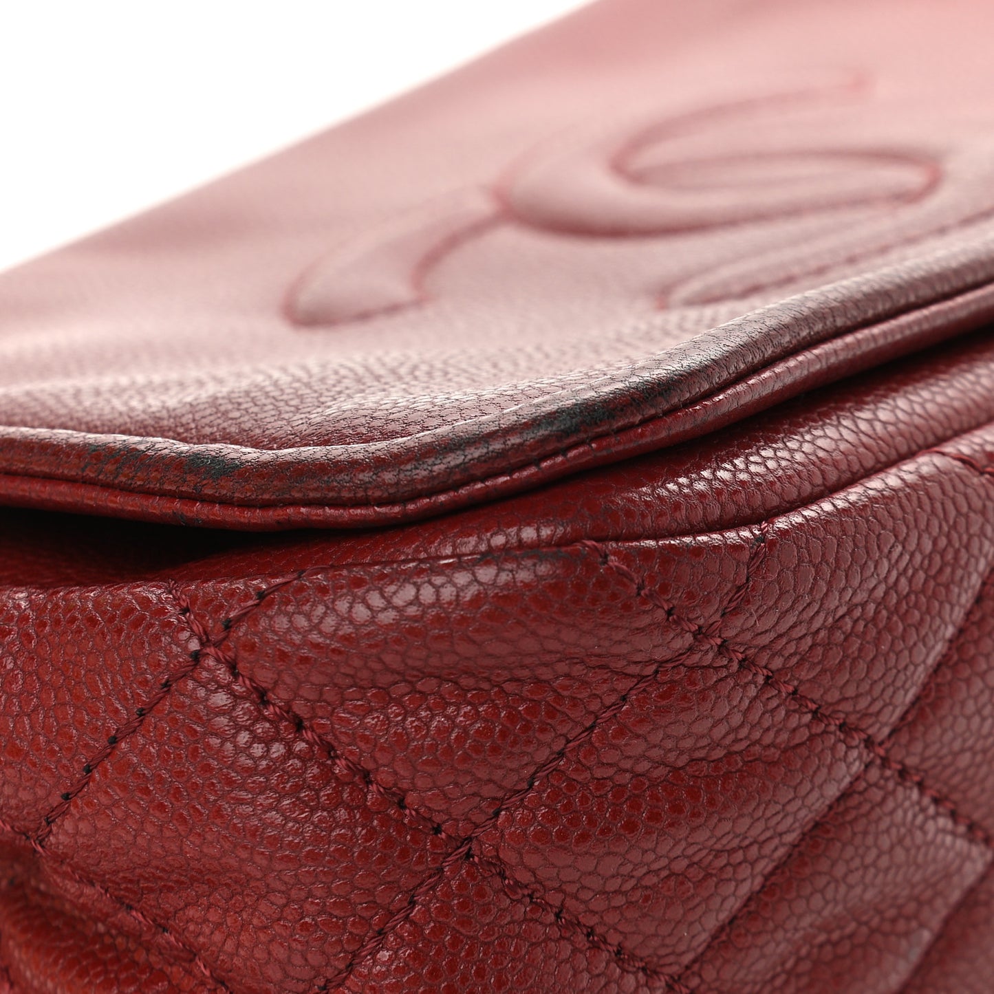 Caviar Large Timeless CC Flap Dark Red