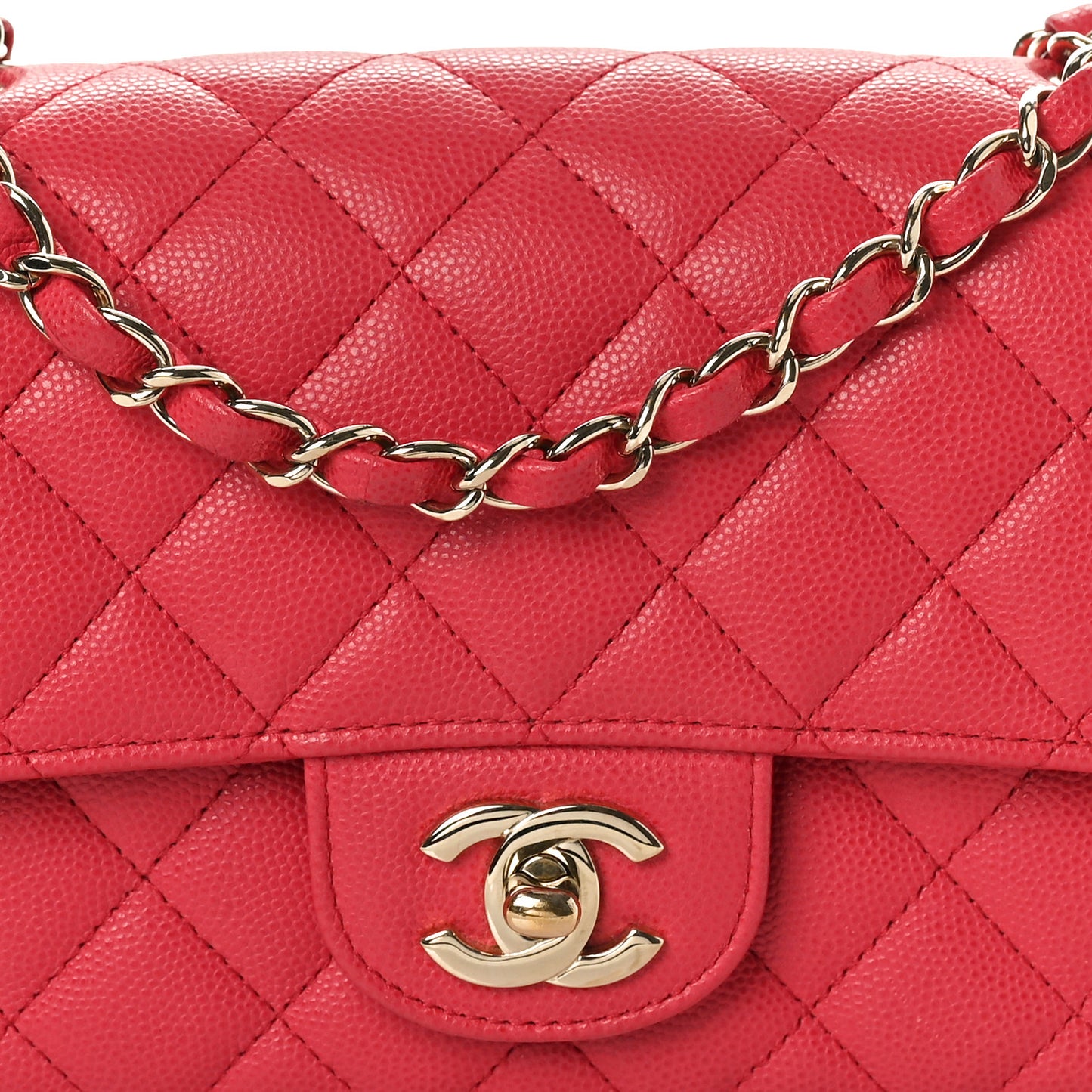 Caviar Quilted Mini Rectangular Flap Dark Pink
