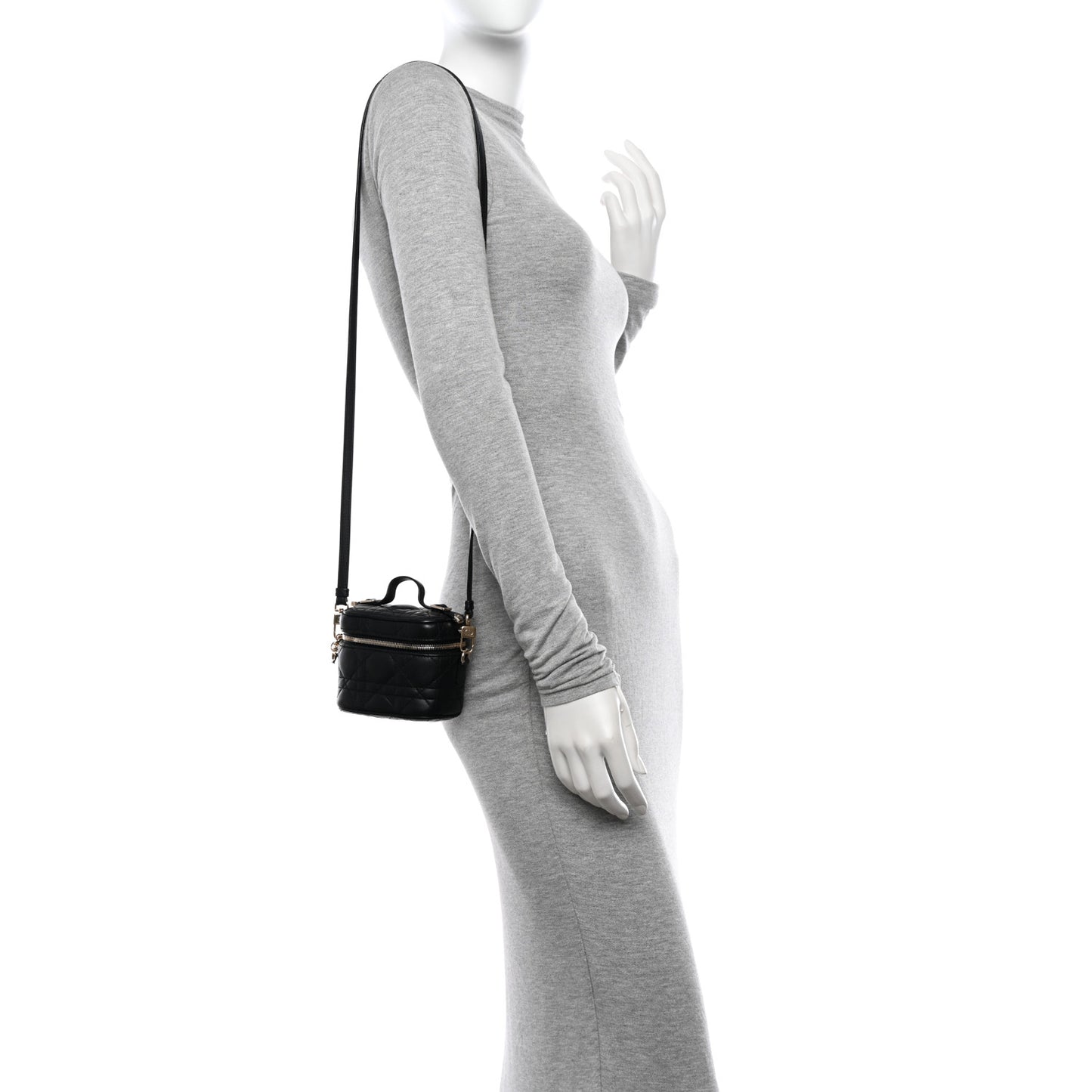 Lambskin Cannage Micro Lady Dior Vanity Case Black