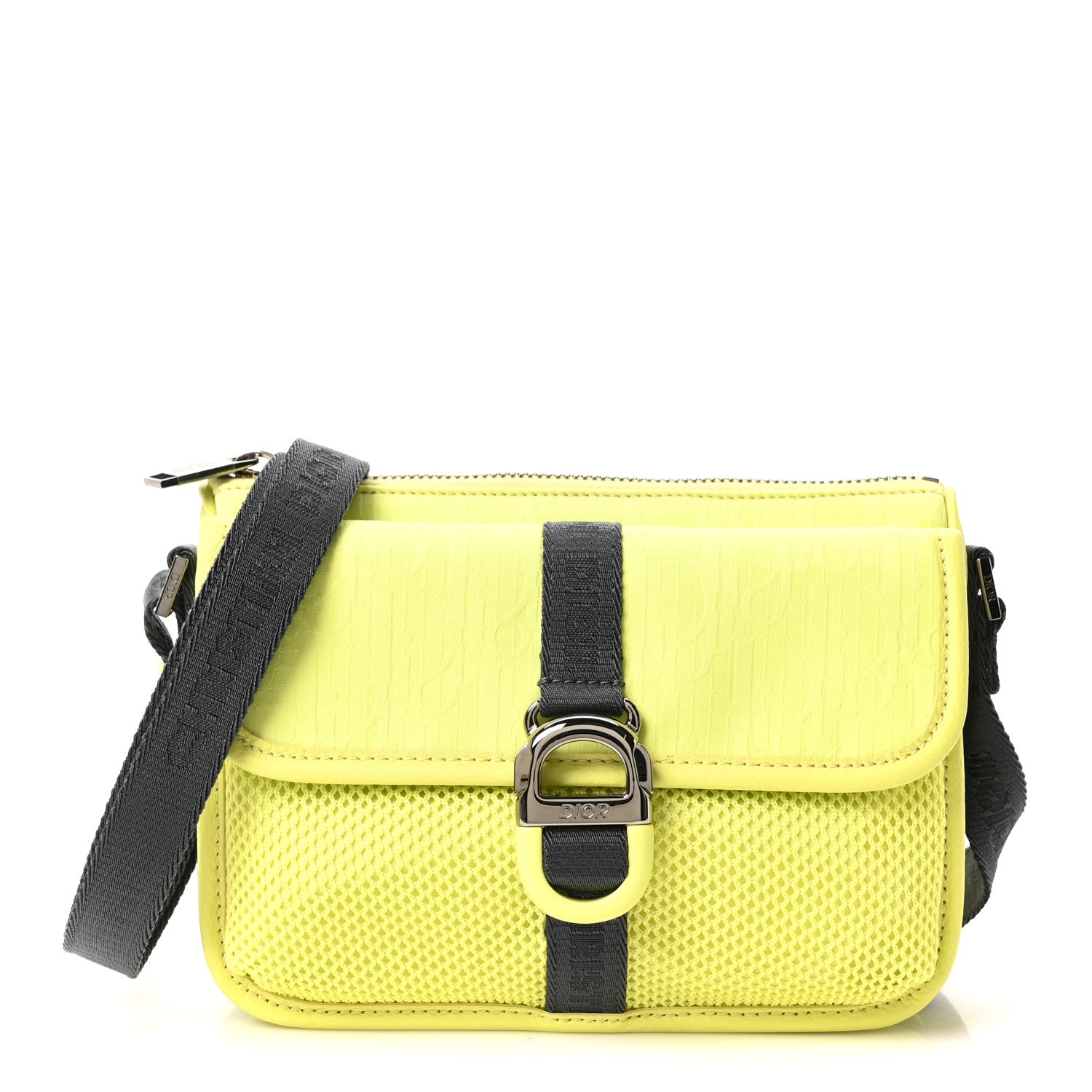 Christian Dior Oblique Jacquard Dior 8 Pouch With Strap Jaune