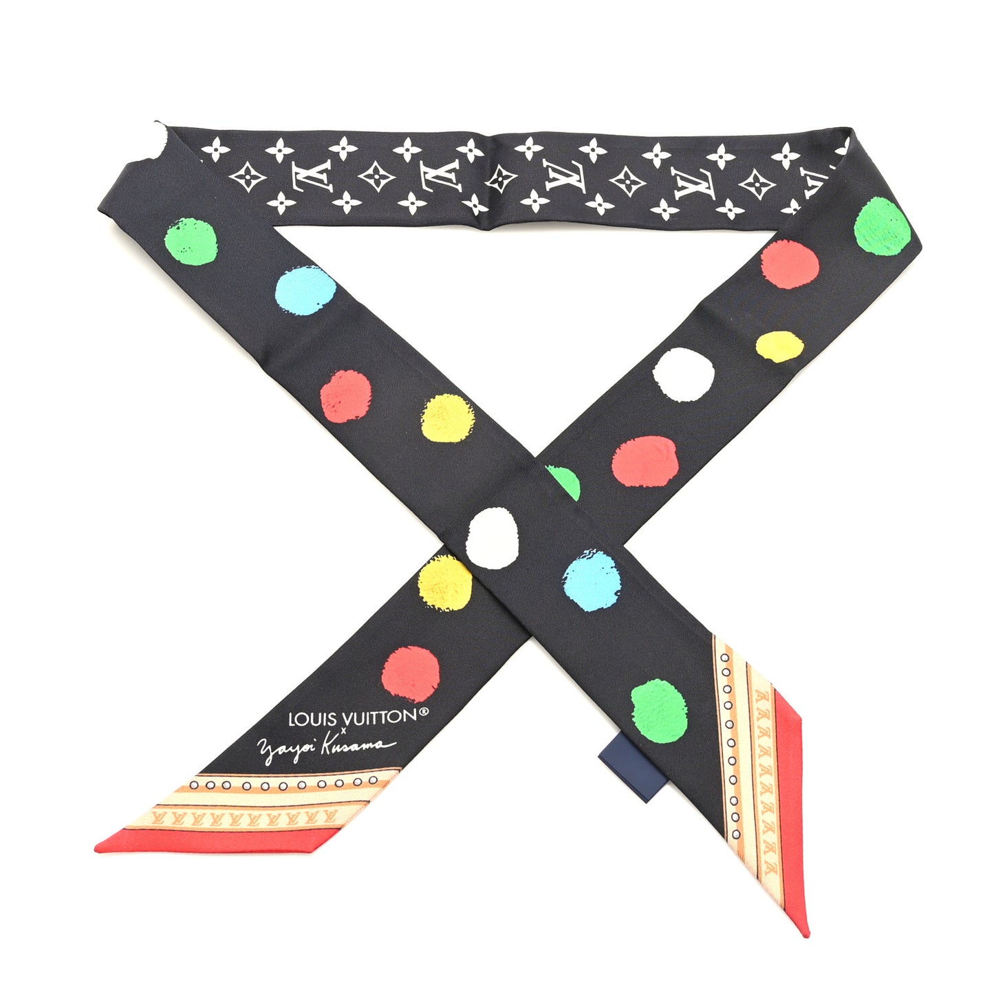 LV x YK Kusama Painted Dots Scarf Black Multicolor