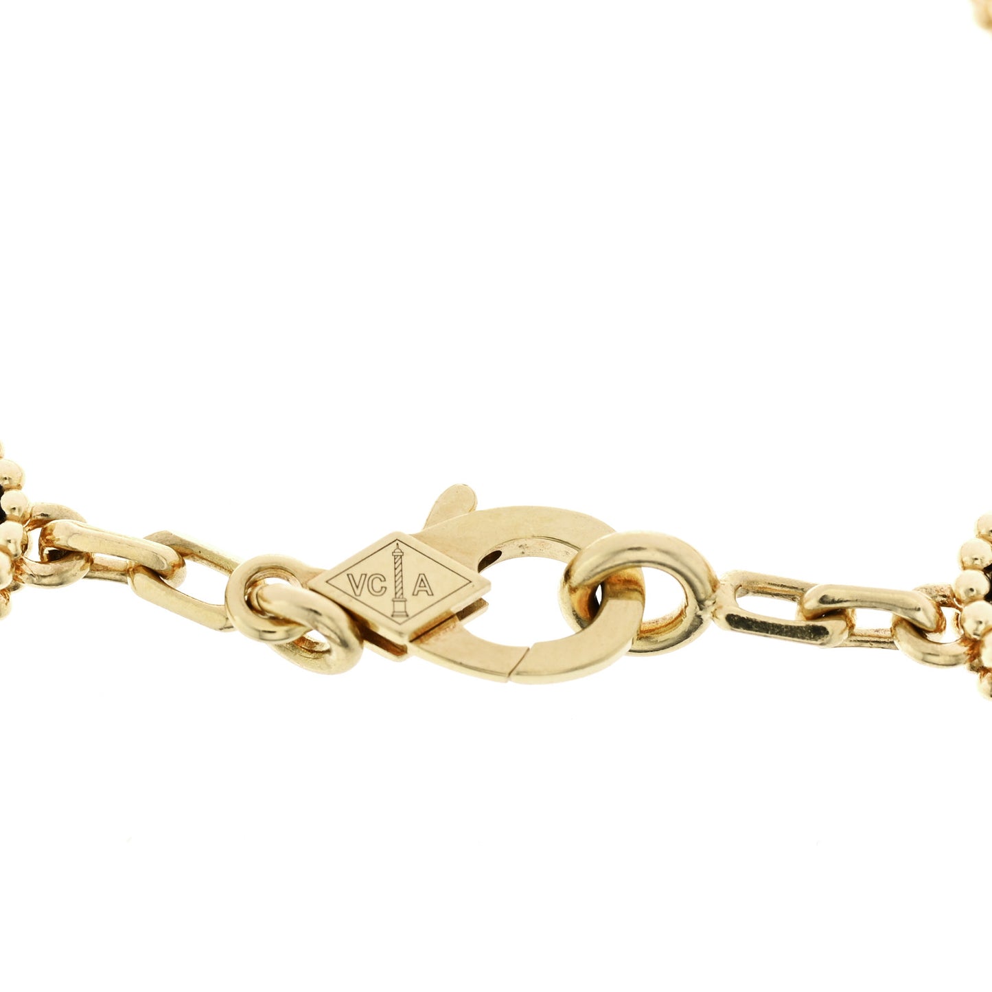 18K Yellow Gold Black Onyx 5 Motifs Vintage Alhambra Bracelet