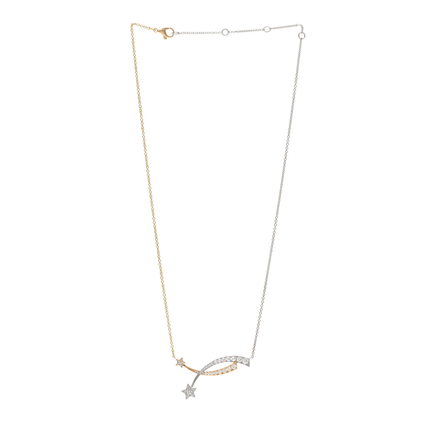 18K White Yellow Gold Diamond Etoile Filante Necklace