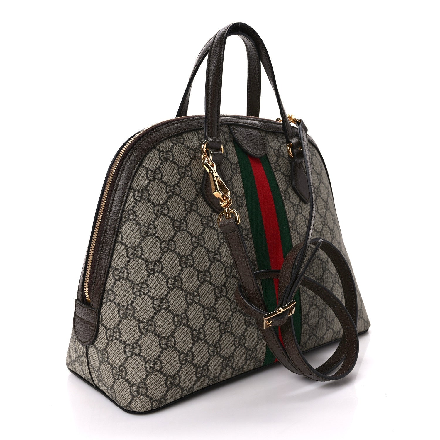 Gucci GG Supreme Monogram Web Medium Ophidia Top Handle Dome Bag Brown 3 of 9