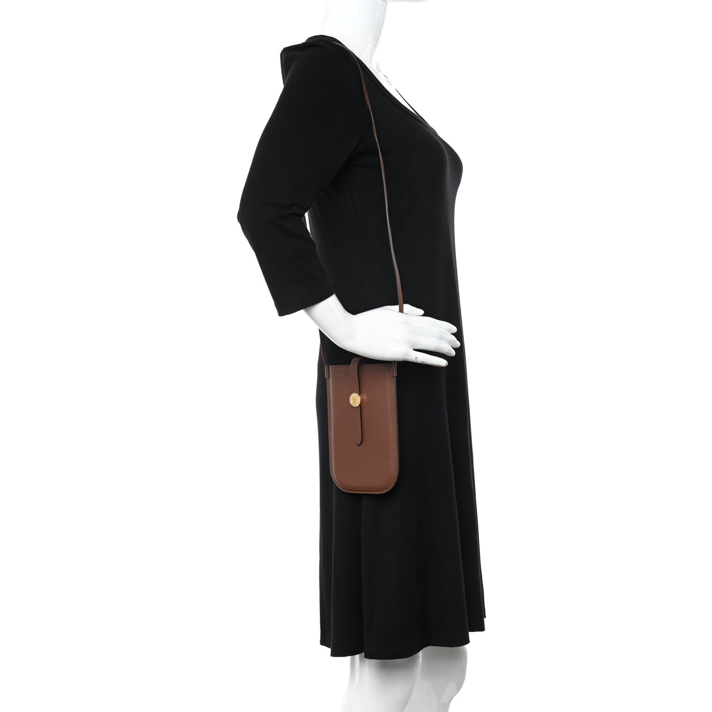 Calfskin Anne Phone Case With Strap Brown