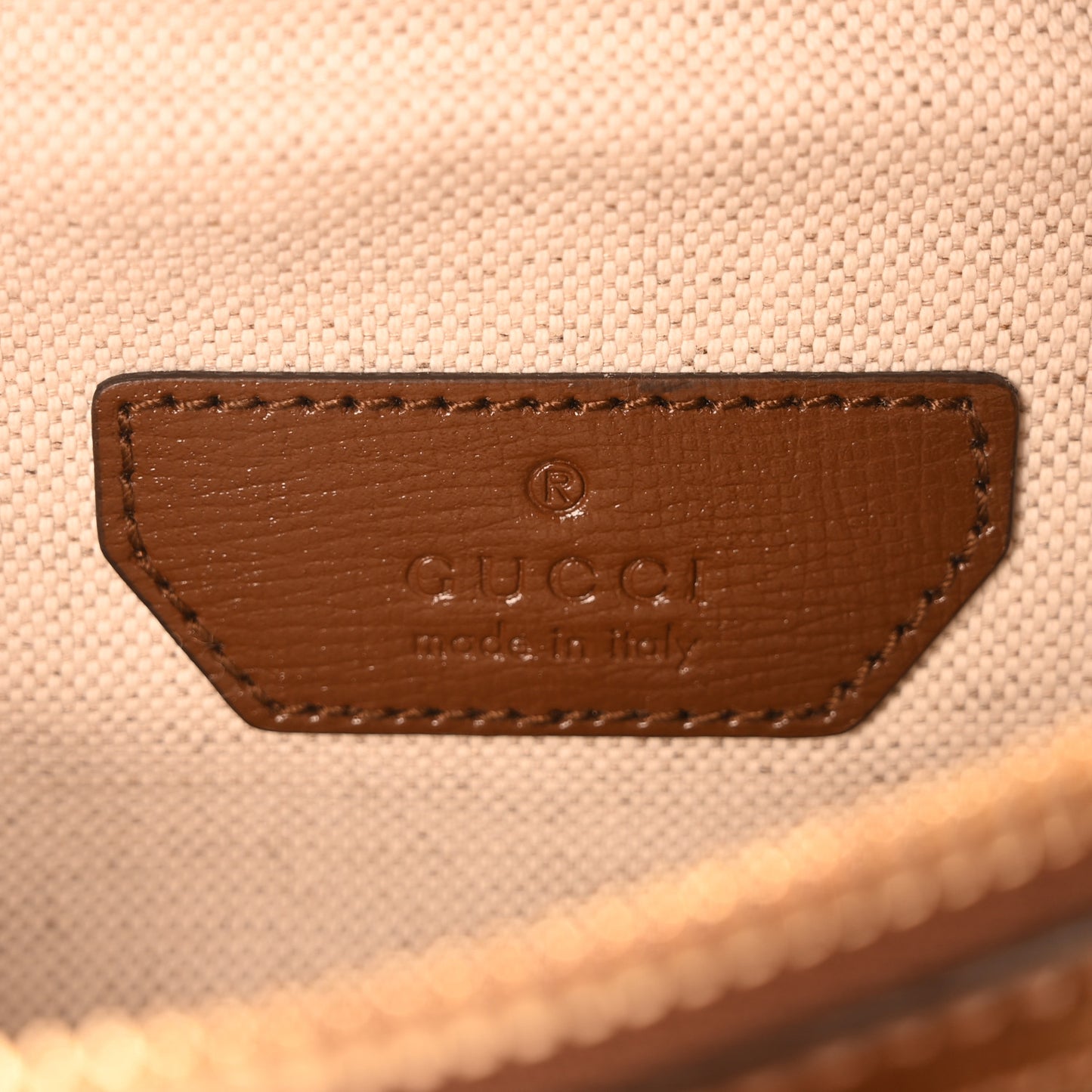 GG Supreme Monogram Textured Calfskin Retro Interlocking G Belt Bag Beige Ebony Brown Sugar