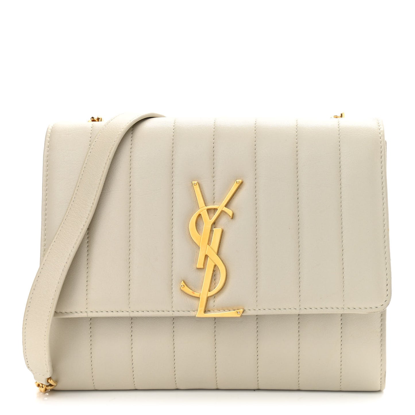 Lambskin Matelasse Monogram Vicky Chain Wallet Off White