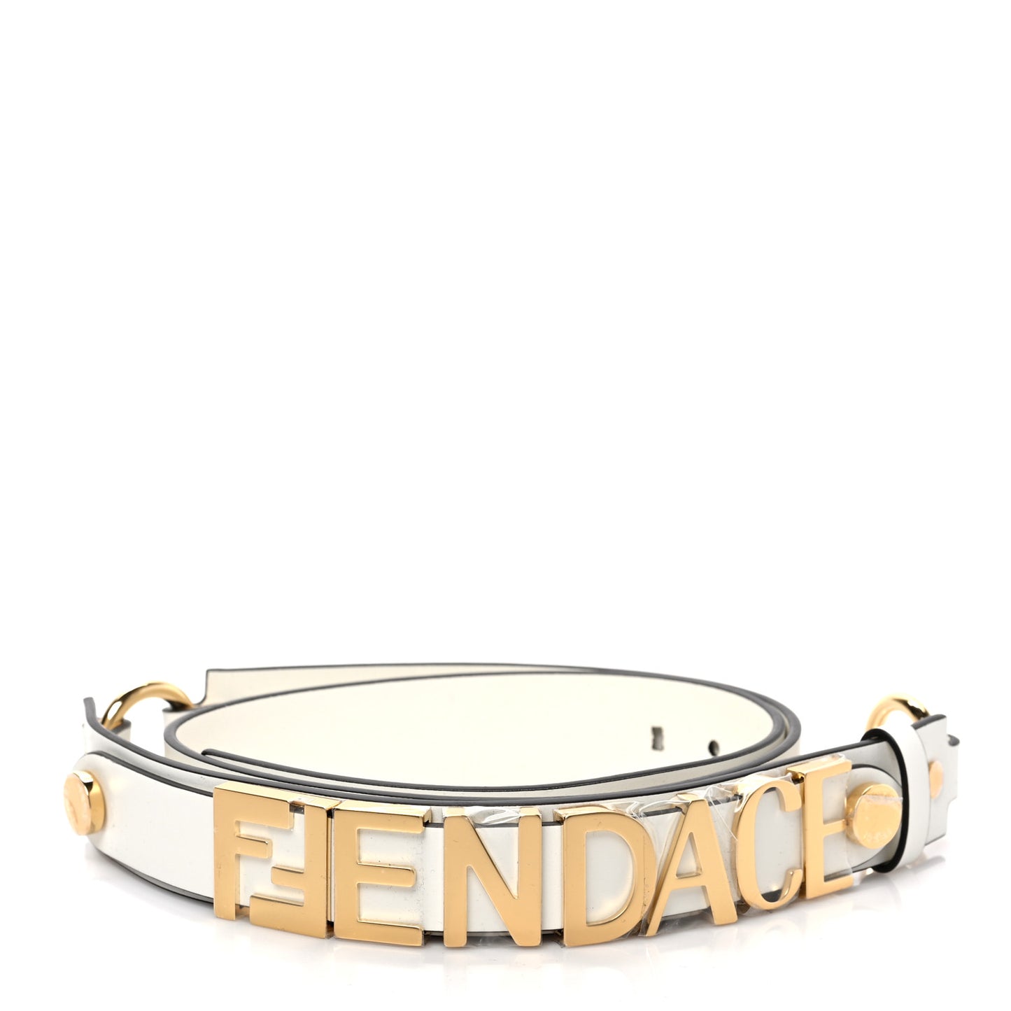 X FENDI Calfskin Fendace Logo Belt 100 40 White