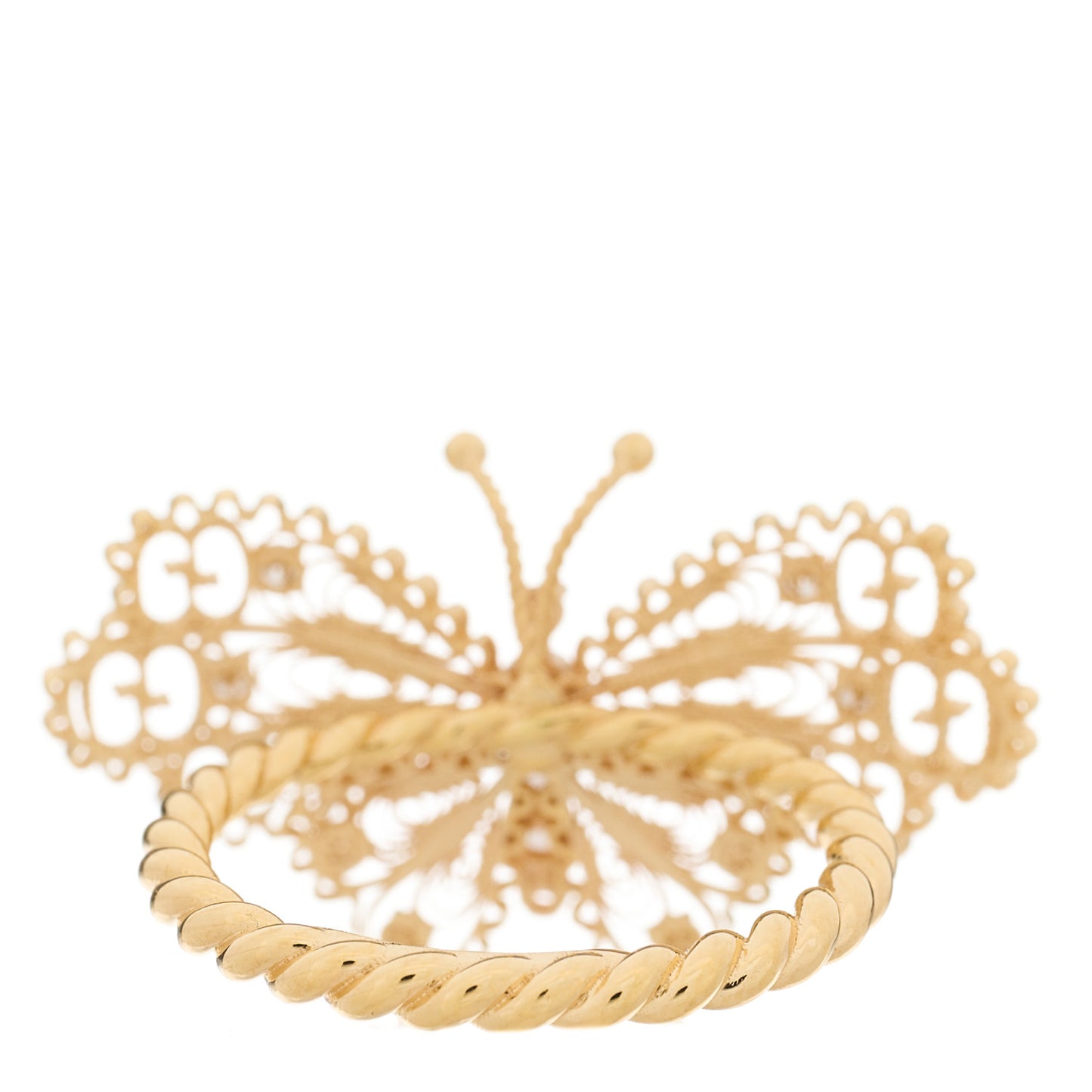18K Yellow Gold Diamond Butterfly Ring 54 7