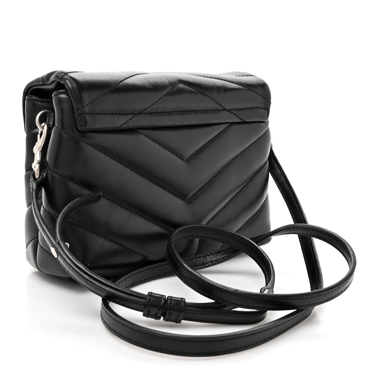 Calfskin Y Quilted Monogram Toy Loulou Crossbody Bag Black