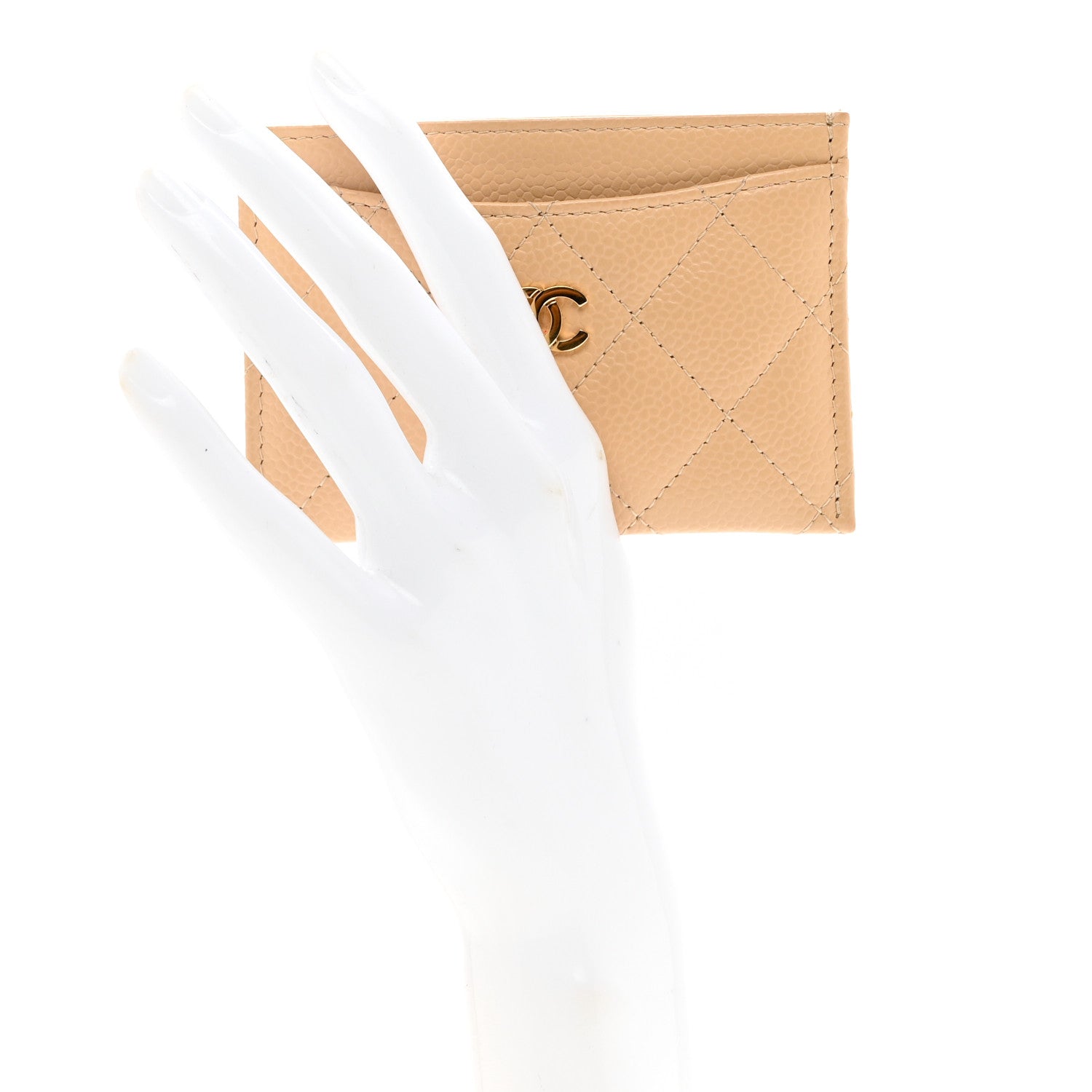 Chanel Caviar Quilted Card Holder Beige 2 of 9