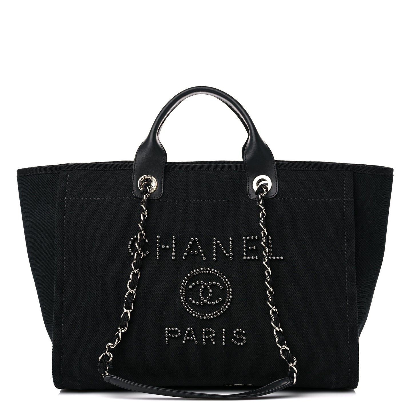 Canvas Pearl Medium Deauville Tote Black