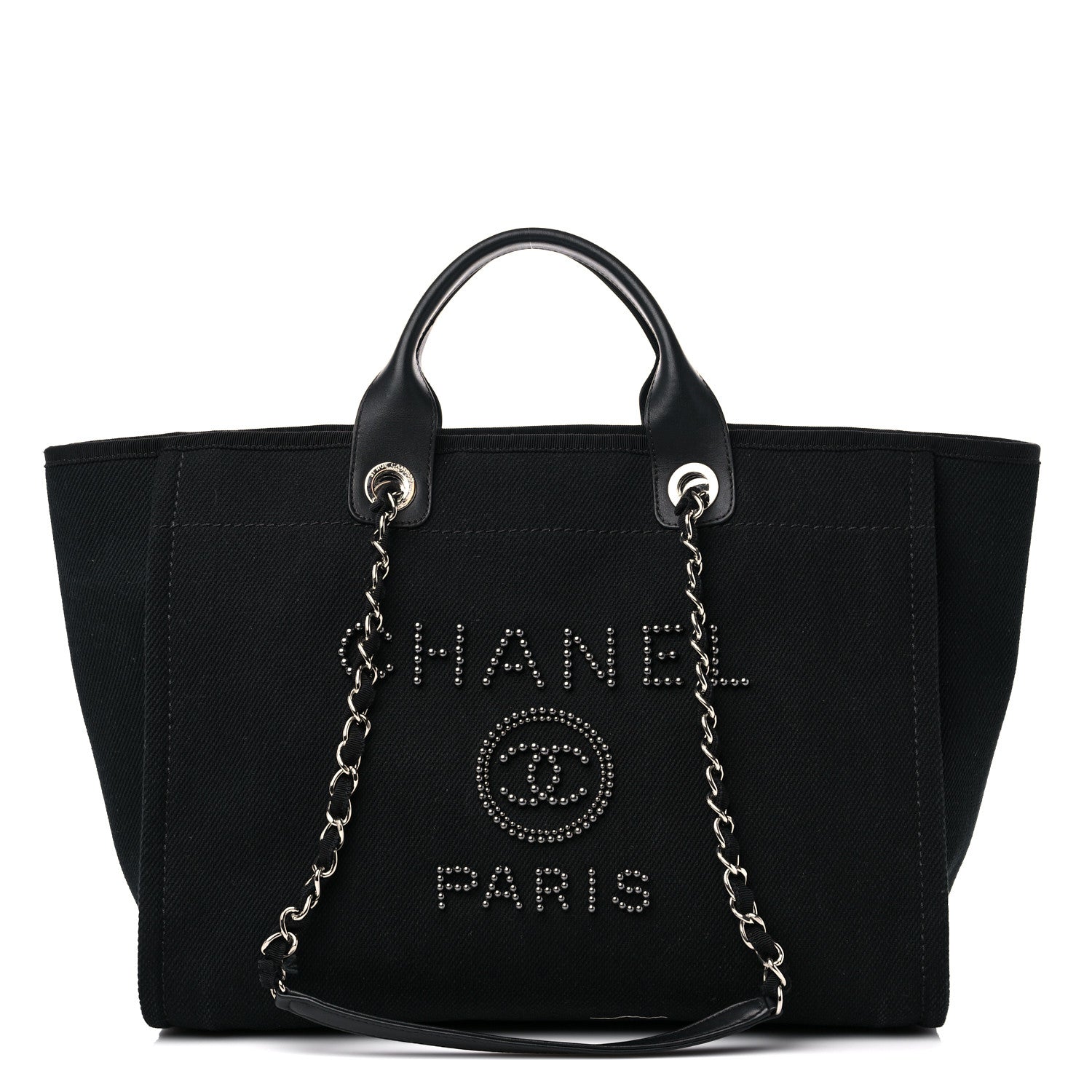 Chanel Canvas Pearl Medium Deauville Tote Black 1 of 14