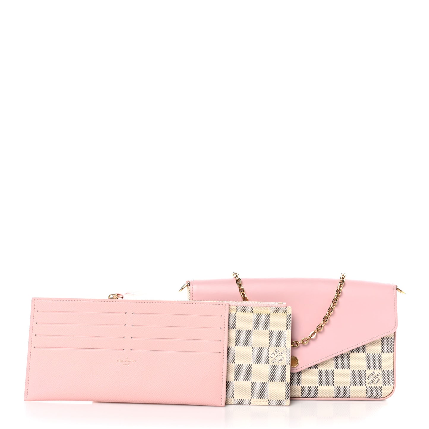 Damier Azur Calfskin Pochette Felicie Eau de Rose