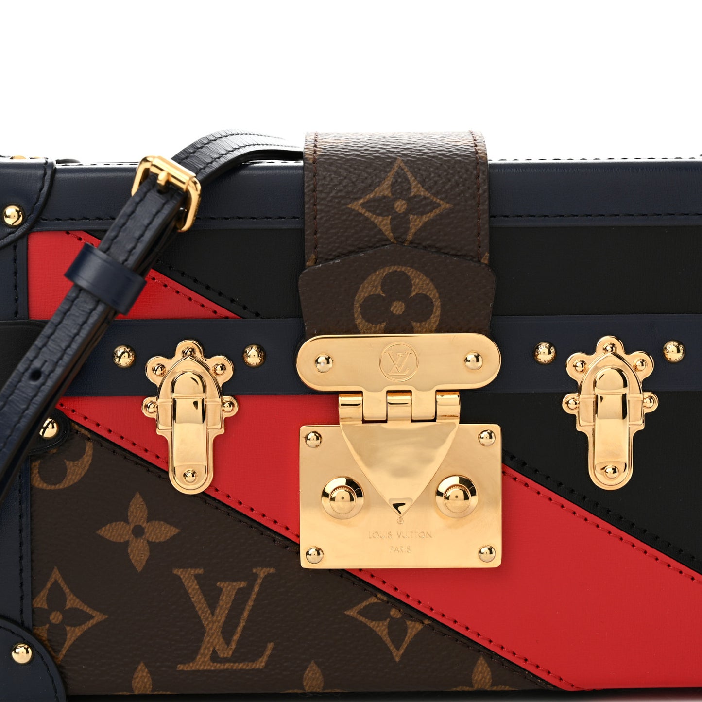 Monogram Malletage Print Petite Malle Marine Rouge