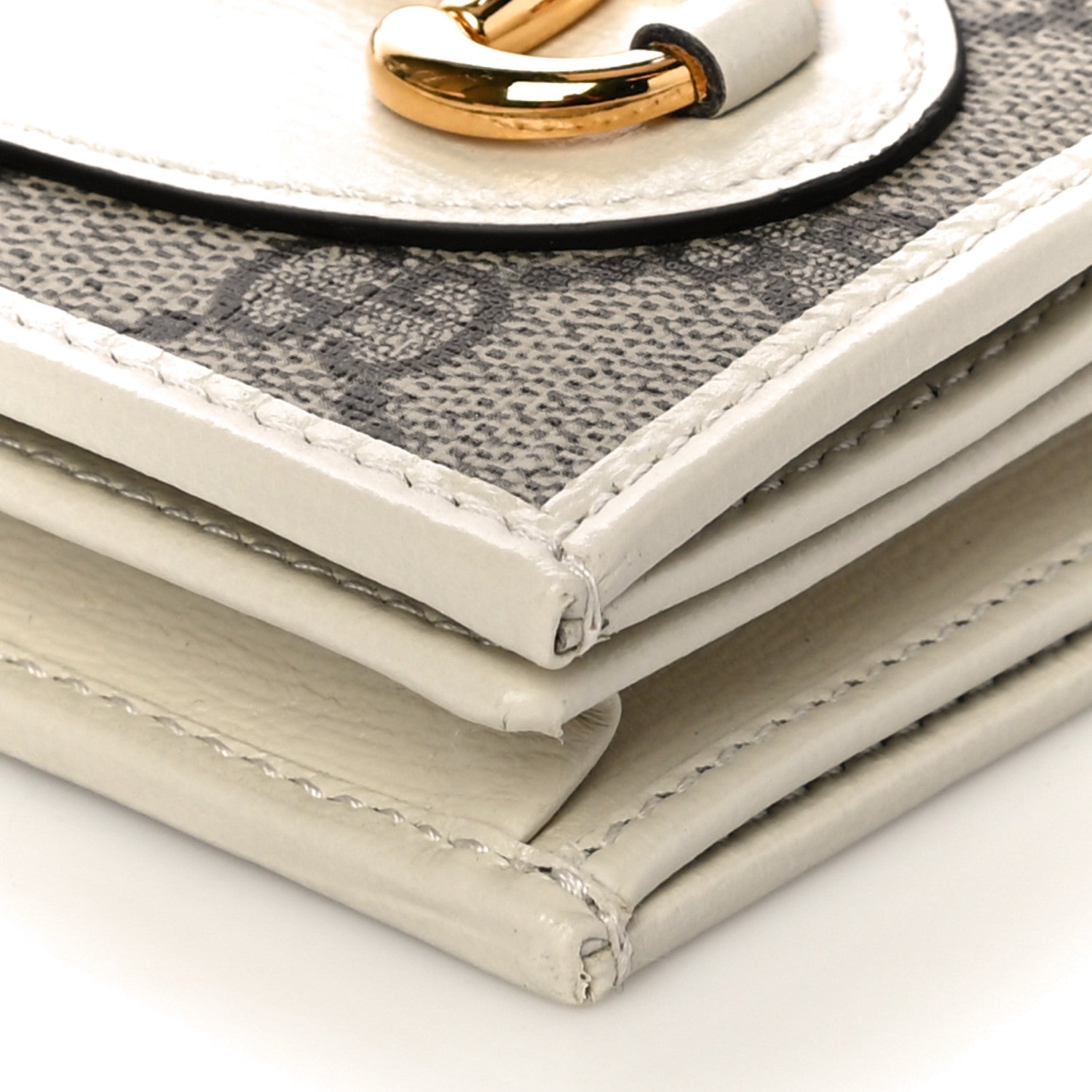 Gucci GG Supreme Monogram Azalea Calfskin Horsebit 1955 Card Case Wallet Beige Ebony Mystic White 9 of 10