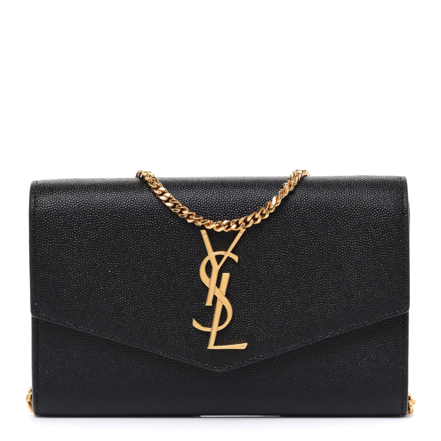 Saint Laurent Grain De Poudre Uptown Chain Wallet Black 1 of 9