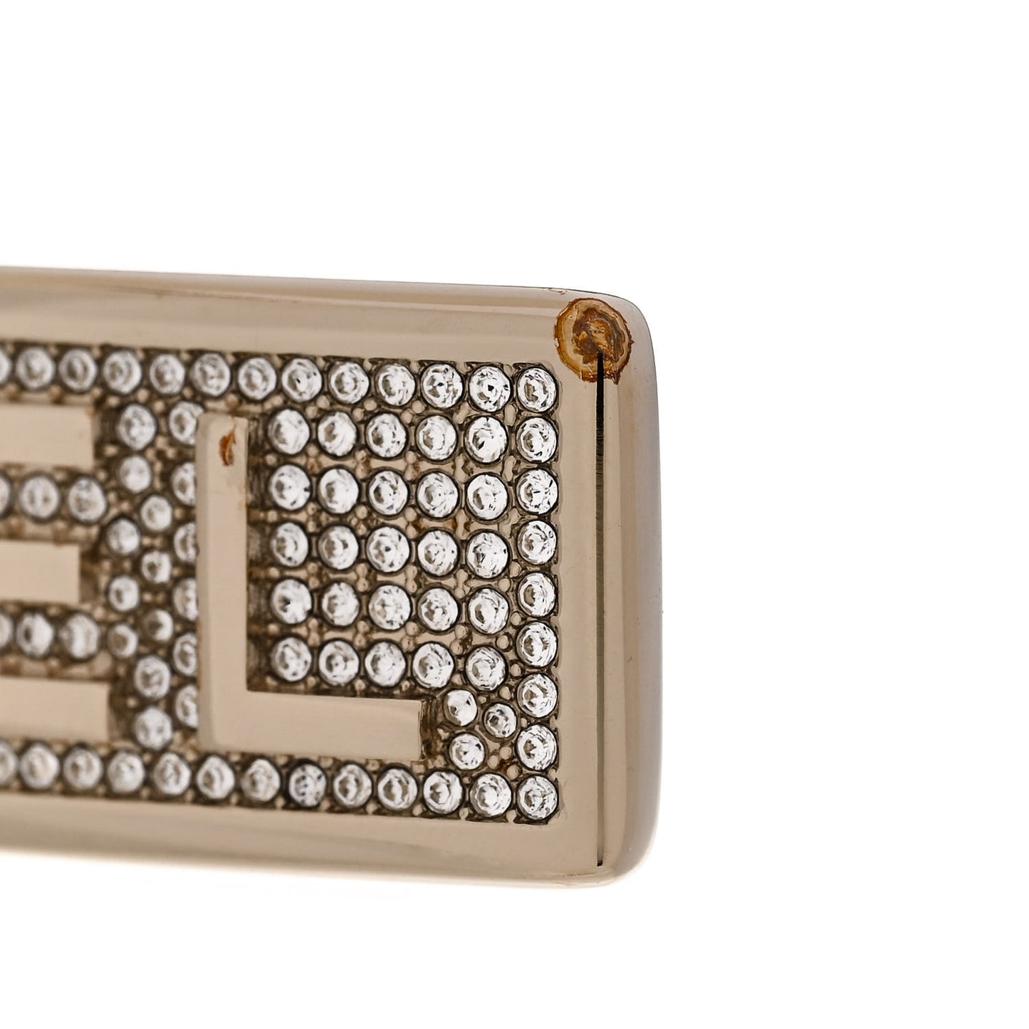 Metal Crystal Logo Hair Clip Gold