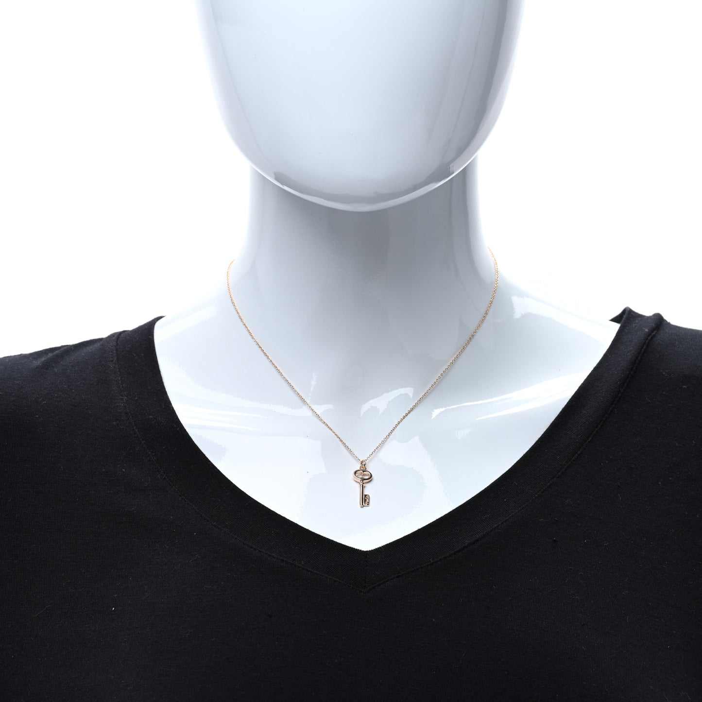 18K Rose Gold Mini Oval Key Pendant Necklace