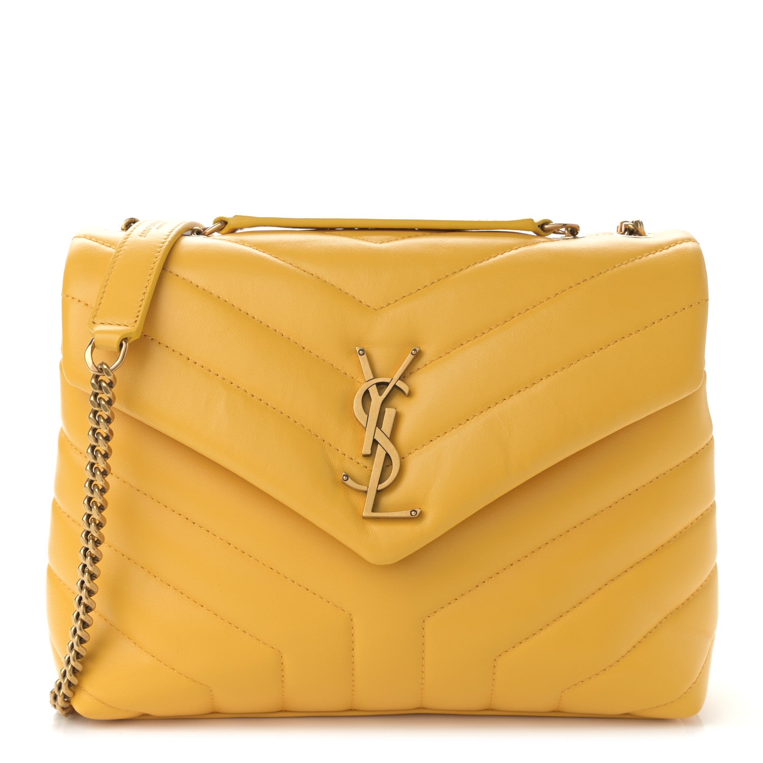 Saint Laurent Calfskin Y Quilted Monogram Small Loulou Chain Satchel Sunflower 1 of 9