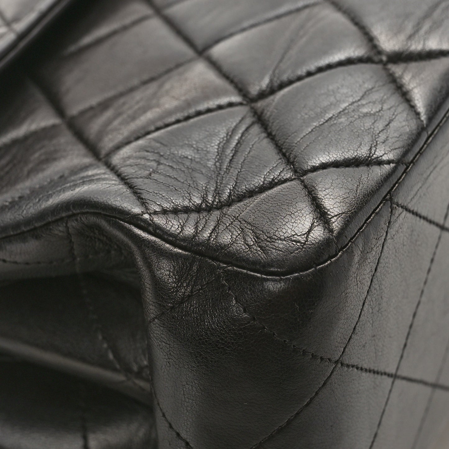 Lambskin Quilted Jumbo Double Sided Flap Black