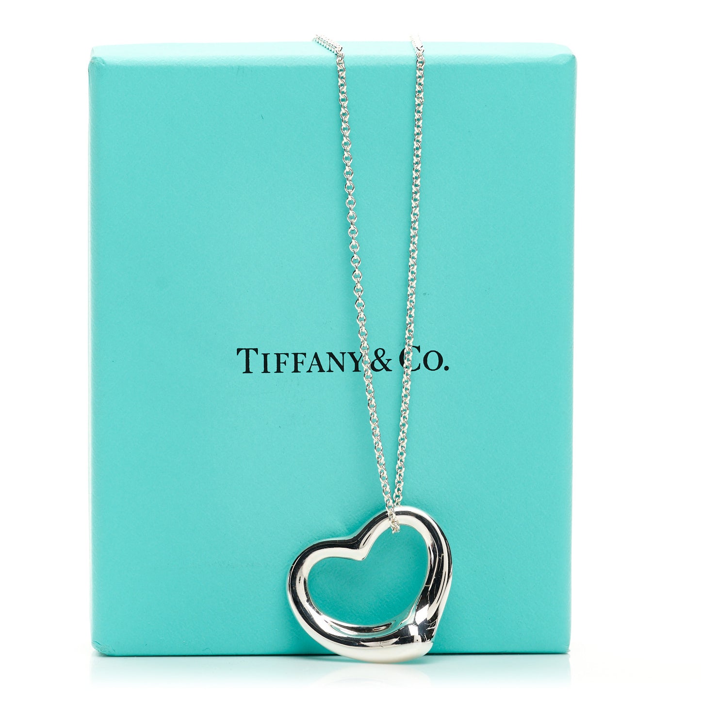 Sterling Silver 27mm Elsa Peretti Open Heart Pendant Necklace
