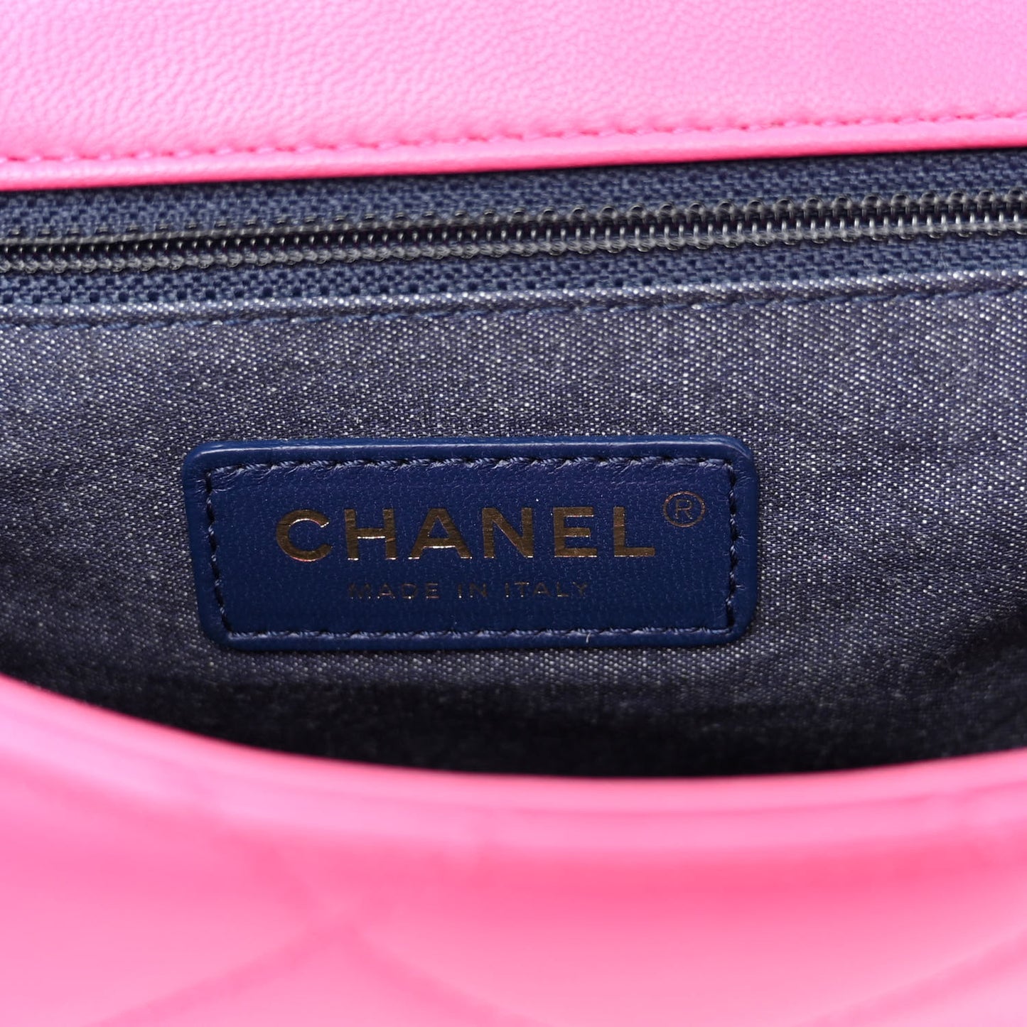 Lambskin Quilted Resin Bi-Color Chain Flap Bag Pink