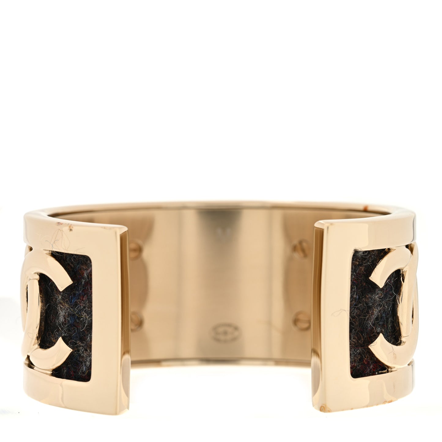 CC Tweed Cuff Bracelet M Gold Beige Black