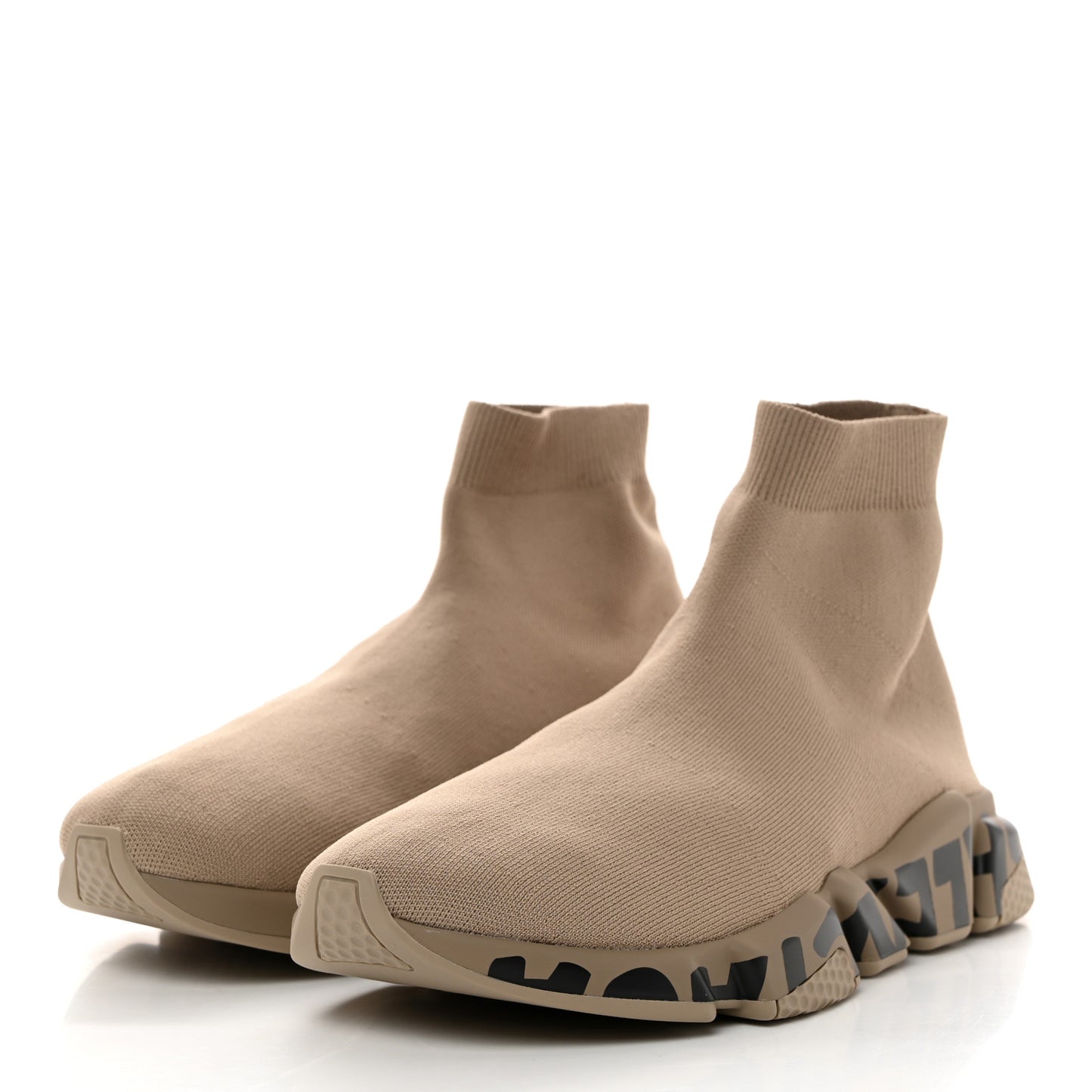 Neoprene Knit Mens Speed Graffiti Sneakers 46 Beige