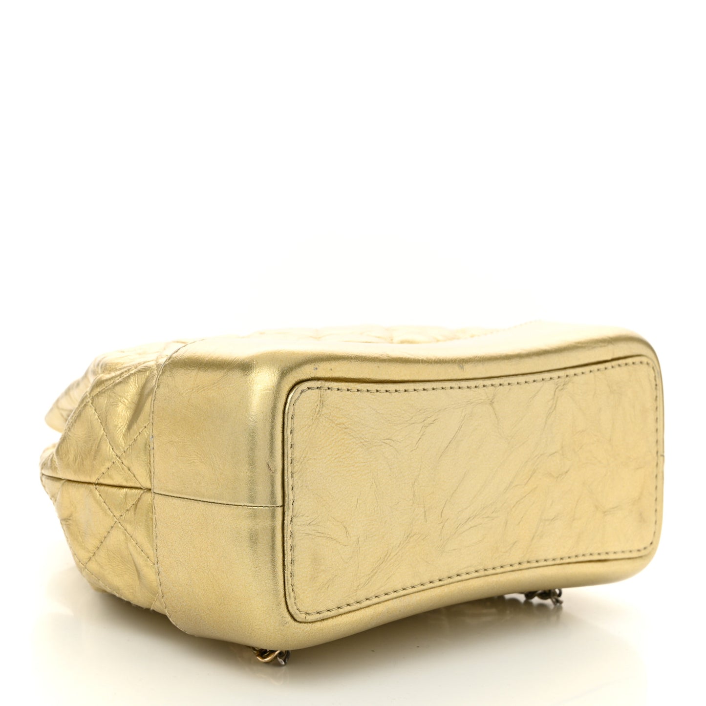 Metallic Lambskin Small Quilted Gabrielle Backpack Gold