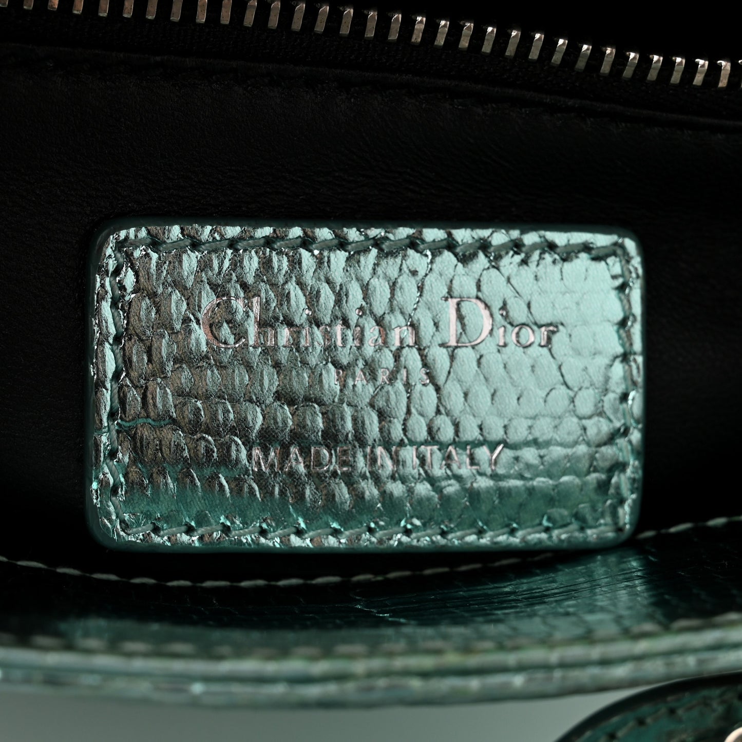 Metallic Lizard Mini Lady Dior Blue