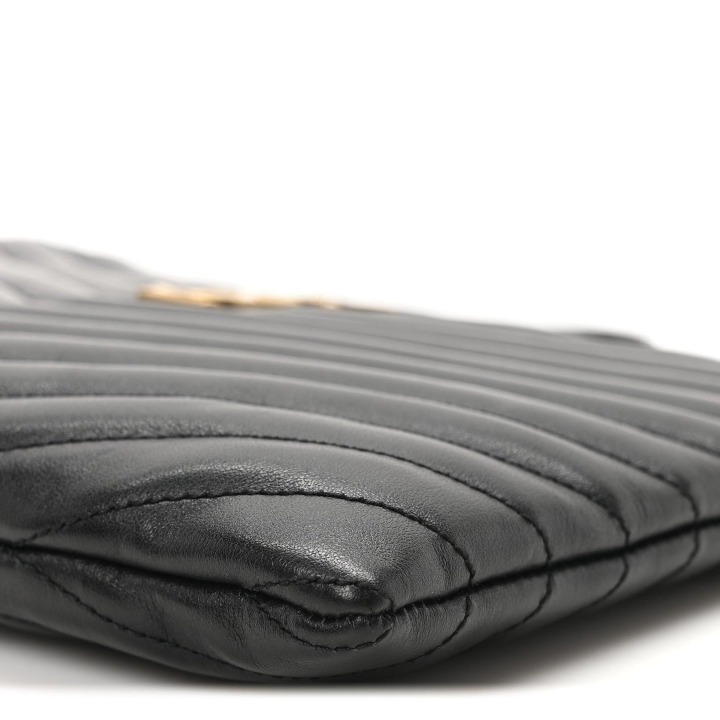 Calfskin Matelasse Chevron Monogram A5 Wristlet Black